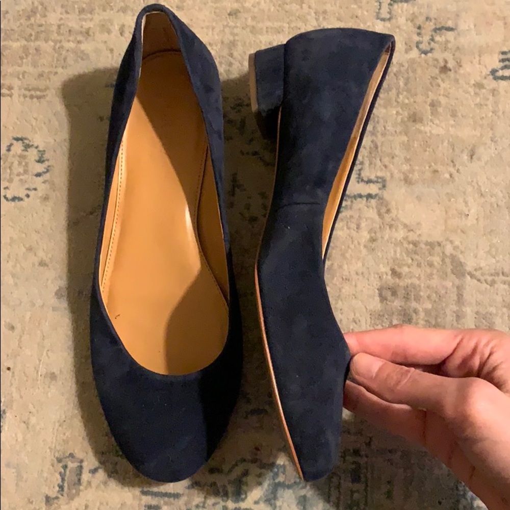 J. Crew Navy Flats w/ slight heel, size 7.5